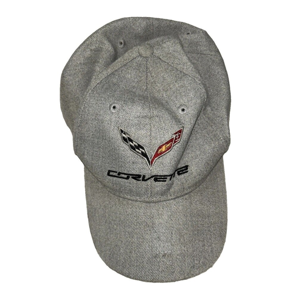 Open Road Brands Chevrolet Corvette C6 Gray Polyester Adjustable Strapback Hat